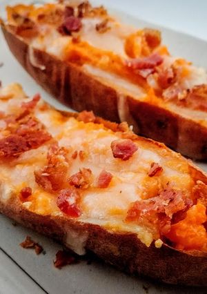 A picture of Cheesy Bacon Sweet Potato.
