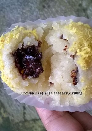 Foto resep Brownies Cup with Chocolate Filling (Eggless)