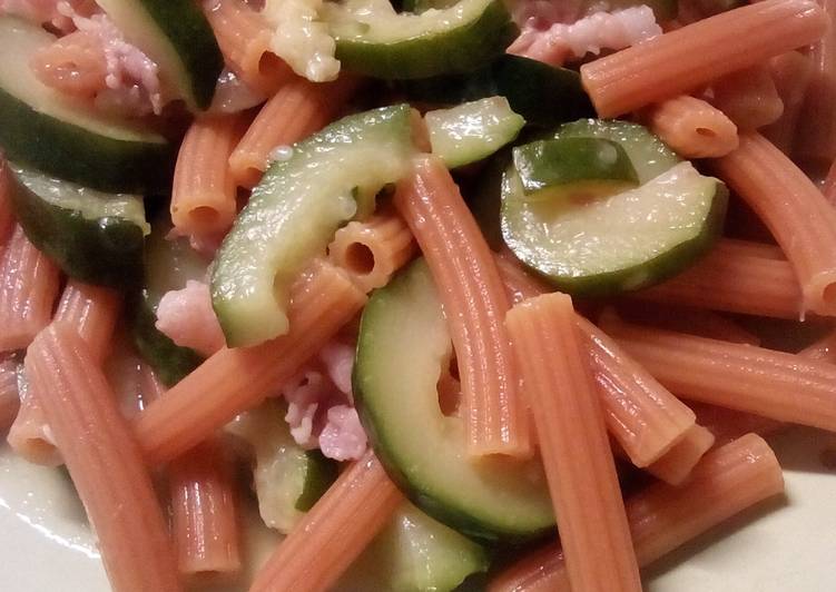 Sedanini di lenticchie al bacon e zucchine (con cookeo)