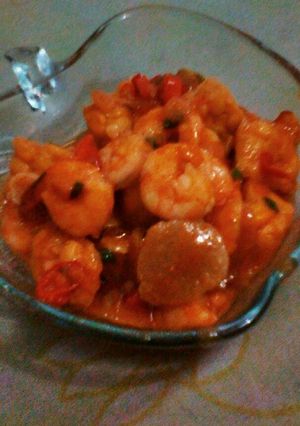 Foto resep Tumis Udang Bakso siram Saus Pedas