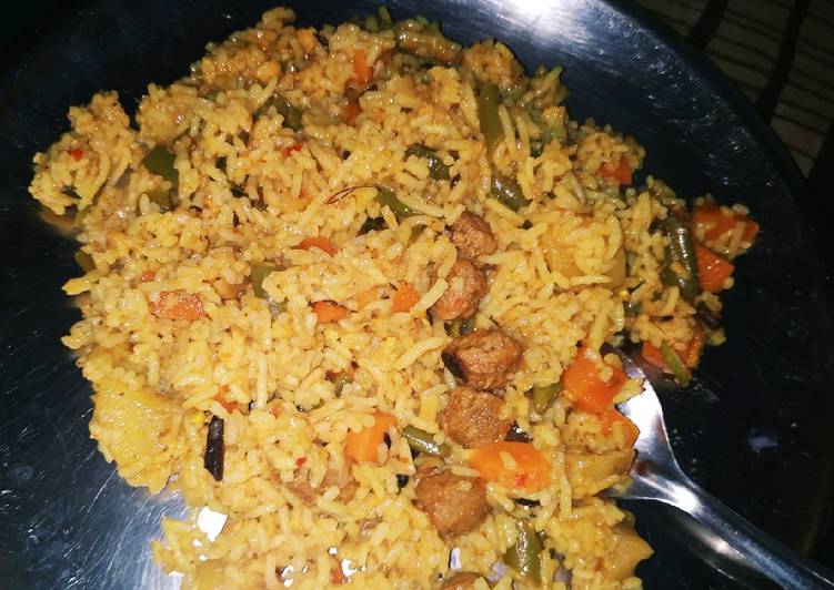 Beans mixed veg biryani