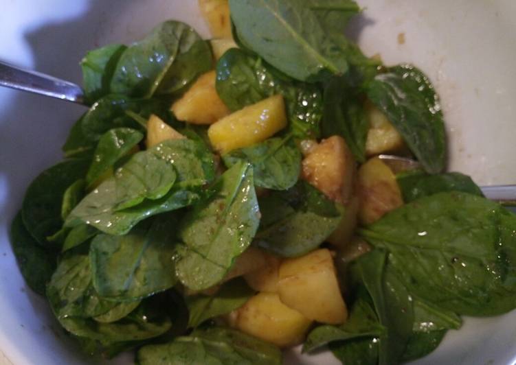 Steps to Make Speedy Potato and spinach salad