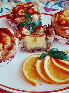 Portugál sajttortácska, narancsos karamell öntettel🍊 recept fotója