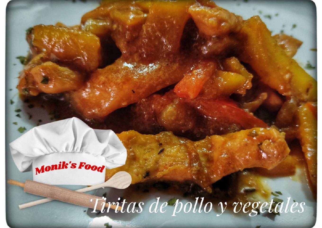 Tiritas de Pollo con vegetales