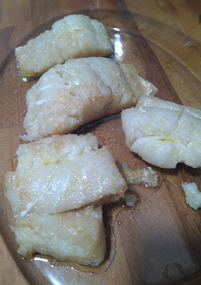 Una foto de Bacalao confitado