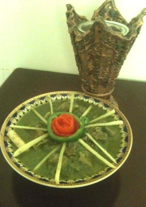 A picture of Mutton saagwala/Saag gosht.
