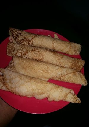 A picture of Pancakes with Fried Egg Filling.