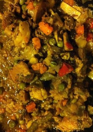 Une photo de Sauté de porc aux quatre épices légumes et chou fleur
