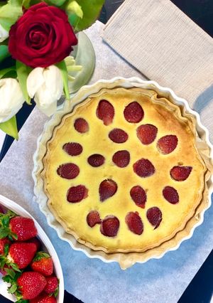 Une photo de Tarte aux fraises, mascarpone et lait ribot