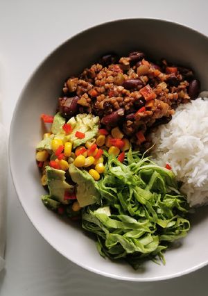 O poză a rețetei Chilli con carne veggie.