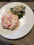 Crab meat with mushrooms