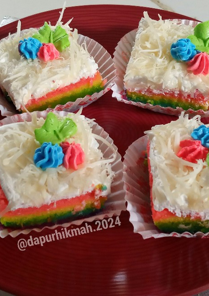 Foto resep Bolu Rainbow kukus 1 telur