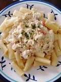 Pasta con pollo y crema 😋