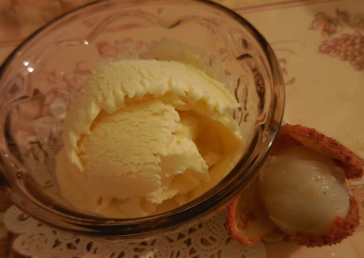 Lychee Ice Cream (no egg, without ice cream maker)