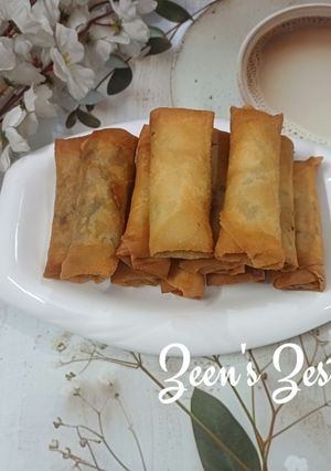 A picture of Mutton Mince and Vegetable Spring Rolls.