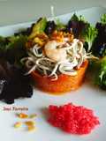Ensalada templada de txangurro y gulas