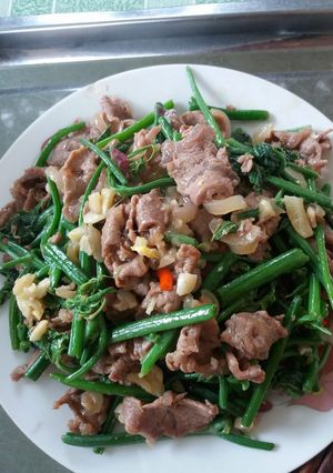 Hình của món Đọt su xào thịt bò.