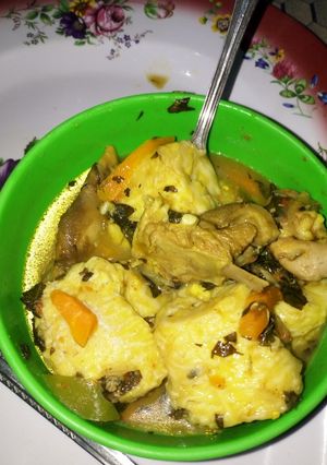 A picture of Boiled Ripe Plantain with Goat Meat Peppersoup.