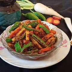 A picture of Carrot Radish and Green chilli instant pickle.