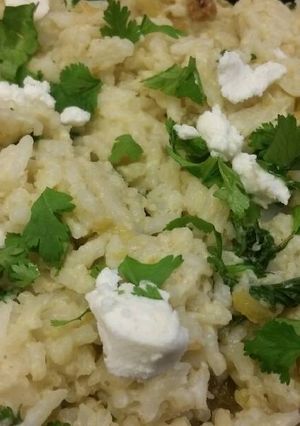 A picture of Creamy Green Chile Rice w/ Goat Cheese.