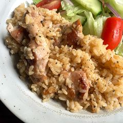 A picture of Butter Soy Sauce Chicken Rice.