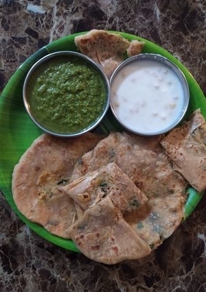 A picture of Left over potato stuffe paratha.