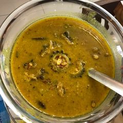 A picture of Moong Dal with the Bottle Gourd & Bitter Gourds and Coconut.