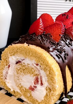 Una foto de Brazo de reina de fresas y chocolate