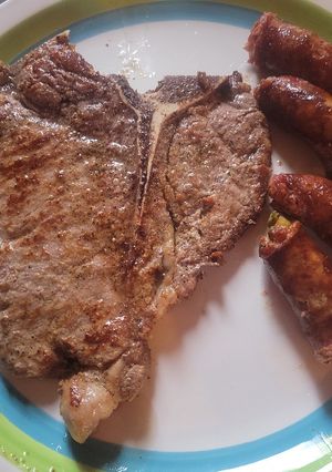 A picture of Entree Reservations (T-Bone Steak and Jalepeno Cheese Sausage).