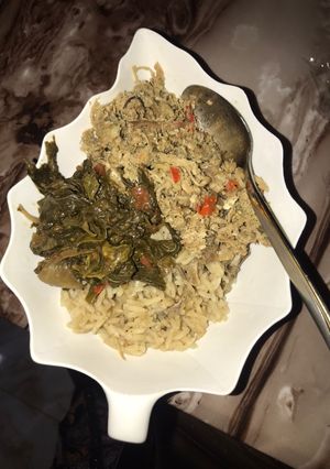A picture of Onion rice no need of pepper.