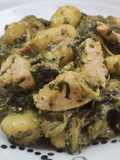 Ñoquis con pechuga de pavo, espinacas y queso crema