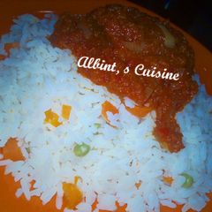 A picture of Coconut rice and stew.
