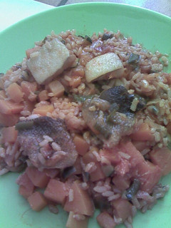 Una foto de Arroz con calabaza y bacalao