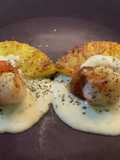Scallops with Coconut Lime Cream on Roasted Pineapple