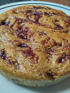 Una foto de Budín🍮 de naranja🍊 con uvas🍇 vegano🍰..