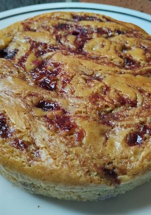 Una foto de Budín🍮 de naranja🍊 con uvas🍇 vegano🍰..