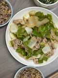 Japanese-Style Dinner for Two - Stir-Fried Pork Loin with Bell Peppers and Onions (Yakiniku Sauce Flavor)