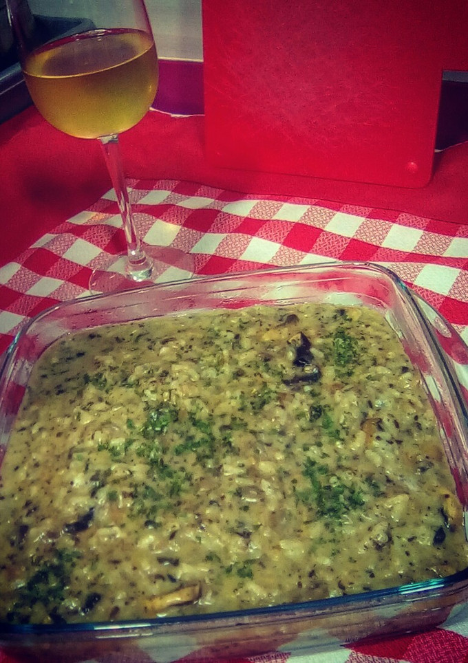 Una foto de Risotto con champiñón y rebollones