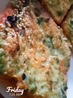 A picture of Chicken seasmae toast.