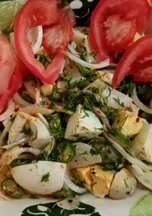O poză a rețetei Salată din ouă fierte (ușor picantă).