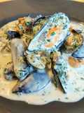 Chilled Mussels with Herb Mayo and Cooking Juice