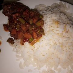White rice with vegetables soup A picture of White rice with vegetables soup.