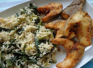 Foto de Robalos fritos com arroz de grelos