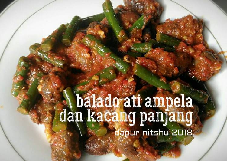 Bahan memasak Balado ati ampela dan kacang panjang yang simpel