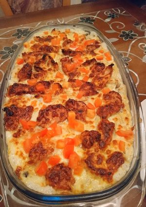 صورة لوصفة نودلز بصوص الفطر مع شرائح دجاج 🍗
