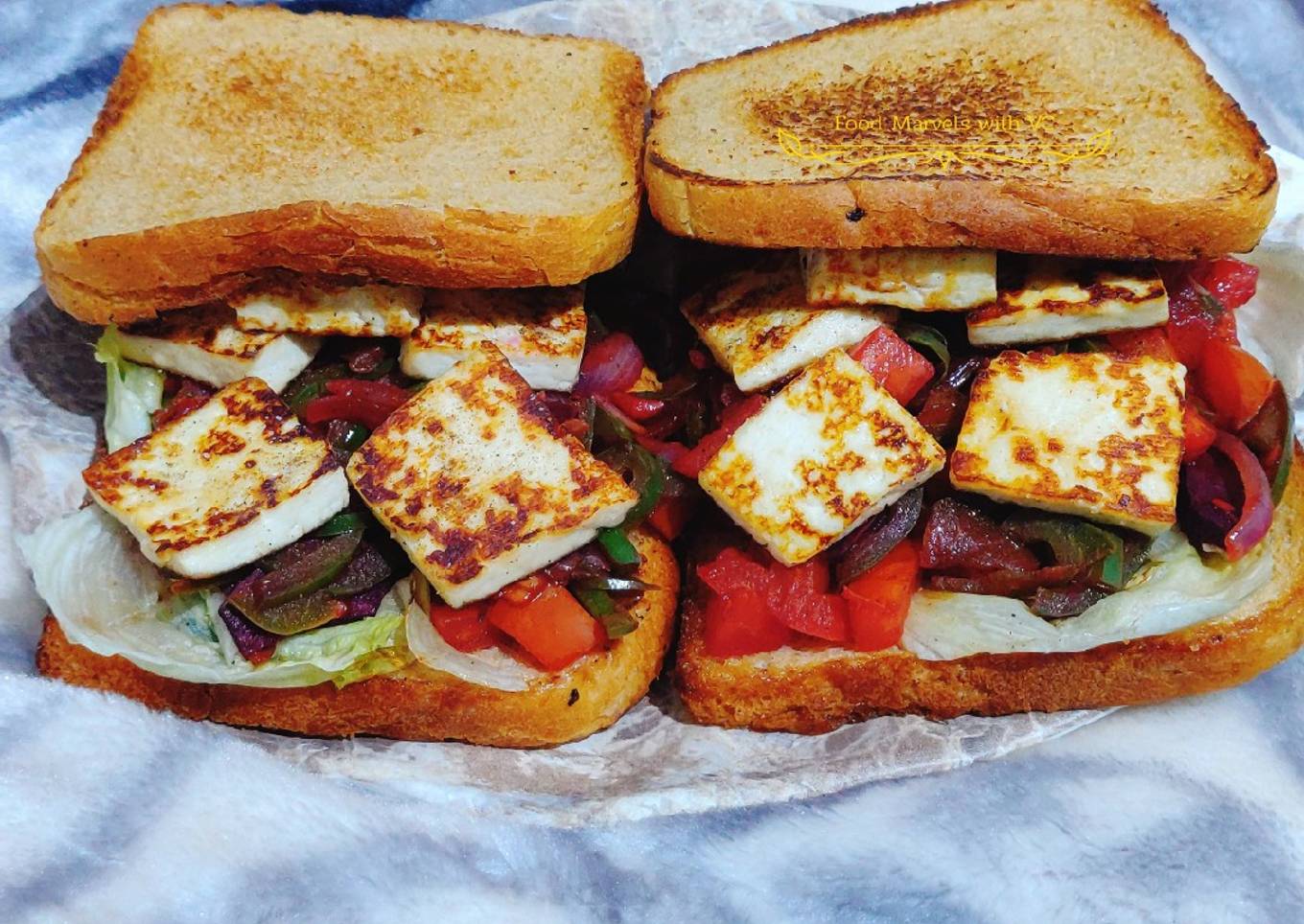 Beetroot and Paneer Sandwich