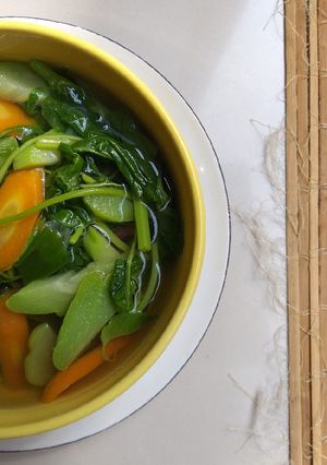 Foto resep Sayur bayam, wortel dan labu siam kecil