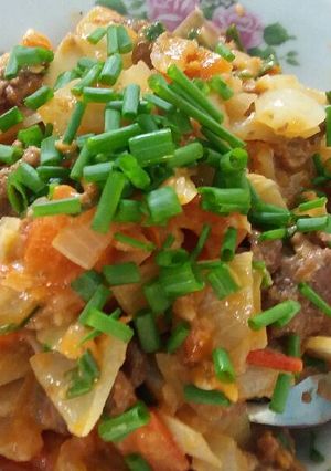 Hình của món Bò lúc lắc xốt Mayo.
