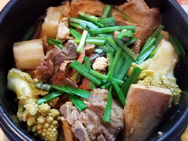Easy Way Make Pork neckbone cauliflower tofu stew the So Delicious Tasty