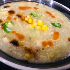 Chicken corn soup A picture of Chicken corn soup.